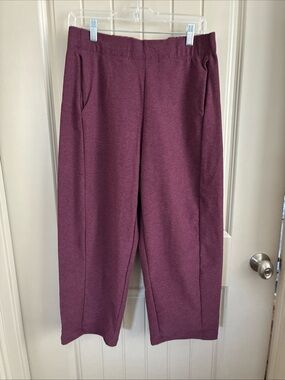Women's Cropped Wide-Leg barrel Pull-On Pants in Plum